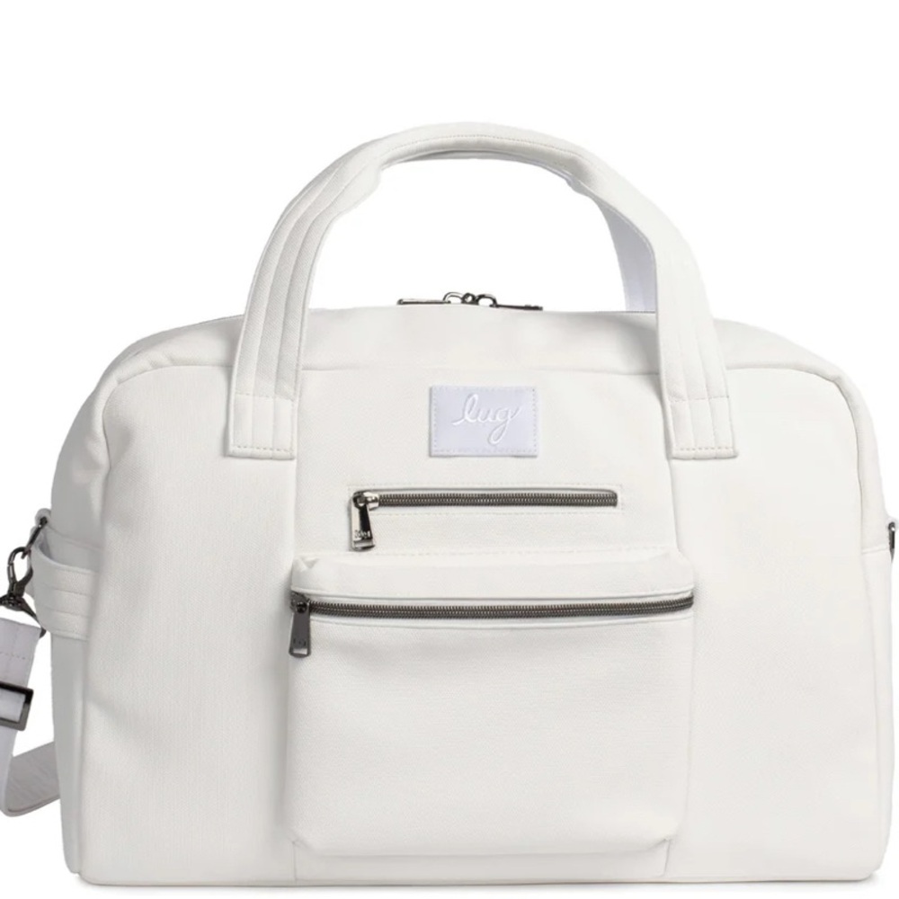 🔥DISCONTINUED 🔥Lug Charger Matte Luxe Vegan Leather Duffle Bag WHITE